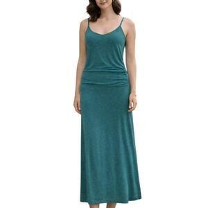 Toad & Co Horny Toad Maxi Dress Size Small Green Tencel Organic Cotton Stretch